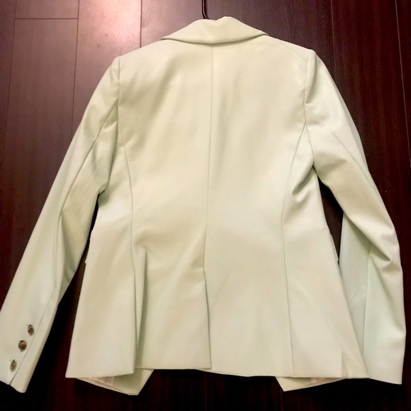 DKNY Women's Green Double-breasted Faux Leather Blazer - Picture 4 of 4
